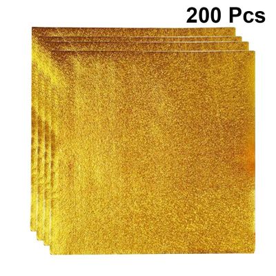 ∈△ 200pcs Aluminium Foil Paper Gold Foil Paper Wrapping Paper Gift Package Orange Peel for Packaging Chocolate (Golden)