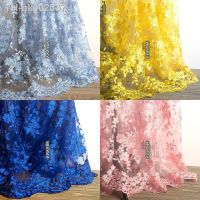 ☋ 1yard French tulle Lace Fabric 130cm White Diy Exquisite mesh Lace Embroidery Clothes Wedding party evening Dress Accessories