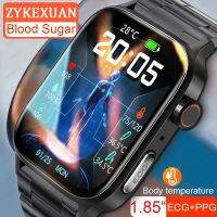 2023 New Non-invasive Blood Sugar Smart Watch Men Voice Calling Wristwatch Body Temperature Stress Test ECG PPG NFC Smartwatch