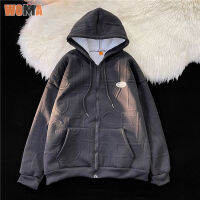 WOMA ผู้ชาย Hoodie ผู้ชาย Lambswool แจ็คเก็ตขนแกะหนาอบอุ่นคู่ด้านบน