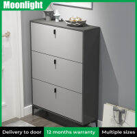 MOONLIGHT- โมเดิร์นสีเทา Ultra-Thin Tipping ตู้รองเท้า Home Entrance Porch ตู้ขนาดใหญ่ความจุประหยัดพื้นที่ Dust-Proof ขนาดเล็กแคบ Cabinet