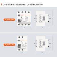 ETEK RCD เบรกเกอร์รั่ววงจรดิน RCCB ประเภท B Evse 4P 4Poles AC 63A 30Ma ดินราง Din 220V EKL6-100B