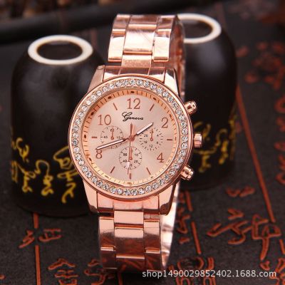 【Hot seller】 New Ladies Geneva Fake Three-Eyes Foreign Trade Explosive Alloy Inlaid Jewelry Wholesale