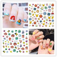 【LZ】✥▤  Pokémon Pikachu Charmander Squirtle Childrens Nail Stickers Anime Cartoon Cute Summer 3D Nail Decoration Adesivos Recompensa Presentes