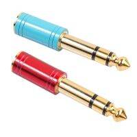 2Pcs 6.5Mm 6.35Mm 1/4Inch Male To 3.5Mm 1/8Inch Female Jack Stereo Headphone Aux Cable Audio Adapter Plug for Guitar Plug Amplifier Jack Mix Earphones Speaker - Blue &amp; Red