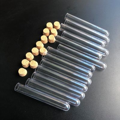 【CW】❅✣  20PCS 12x100mm Plastic Test TubeSchool Supplies Lab Equipments Round Bottom Tube Vial with Cap，Wedding Favor