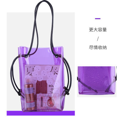 Summer Transparent Pvc Jelly Bag Beach Bag Tide Bucket Shoulder Bag Large Capacity Womens Fashionable Multifunctional Backpack