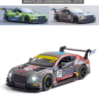 1:32 BENTLEY GT3 Die-Cast ยานพาหนะรถโลหะผสมรุ่นเสียงและแสงรถลากรุ่นคอลเลกชันรถยนต์ของเล่น