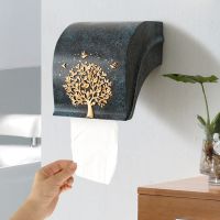 ◊ Resin Nordic Household Wall-Mounted Toilet Tissue Box Creative Waterproof Free Punching Toilet Wall Toilet Paper Towel Holder