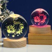 Christmas Glowing Ornaments Santa Snowman Elk Crystal Ball LED Light Xmas Kid Gifts Merry Christmas Decoration for Home Navidad