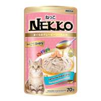 เน็กโกะ อาหารแมว รสปลาทูน่าหน้ากุ้งในเกรวี่ 70 กรัม X 12 ซอง - Neko Tuna Shrimp In Gravy 70 g x 12