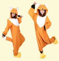 Kigurumi Fox Pajama ผู้ใหญ่ชุดเอี๊ยมคอสเพลย์จั๊มสูทลายสัตว์ชุดนอนสำหรับสตรีชุดงานปาร์ตี้