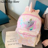 Pink Unicorn Sequins Satchel Student Book Bag Cute Animal Schoolbag Children Kids Large School Backpacks Girls Mochilas Backpack