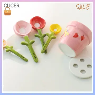 Ceramic Cactus Measuring Spoons Set, Cute Ceramic Measuring Spoons And Cups  With Holder For Milk Powder Sugar Salt, Kitchen Home Ornaments, Cute Cactus  Shape, Cute Cactus Measuring Spoons, Kitchen Supplies, Kitchen Gadgets 