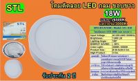 โคม PANEL ติดลอย LED 18W กลม ขอบขาว แสง6500K  (STL-TSP)