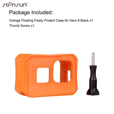 【Must-have】 SOONSUN สีส้มลอยลอยตัวปกกล่องป้องกันกรณีกรอบสำหรับฮีโร่8สีดำสำหรับ Go Pro 8ลอยอุปกรณ์เสริม