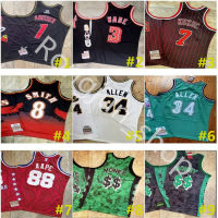 Mitchell And Ness Real Authentic เย็บ West เสื้อบาสเก็ตบอล R Garnett Johnson Ray Rodman Allen Bibby Morant Nash Stockton Malone Mutombo Curry Barkley