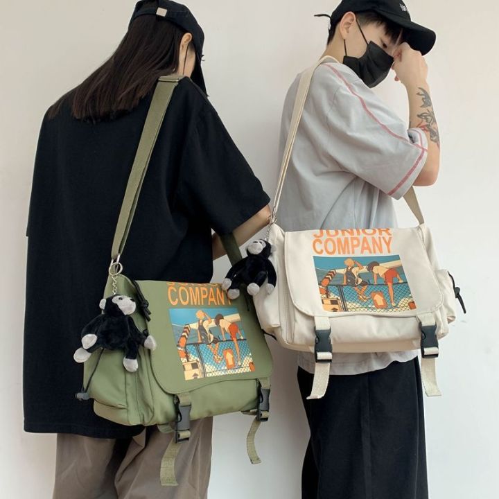 กระเป๋า-bag-กระเป๋าสะพายข้างผู้ชายแบรนด์น้ำฮาราจูกุกระเป๋าสะพายข้างนักเรียนชั้นเรียนกระเป๋าสะพายลำลองญี่ปุ่นหญิง