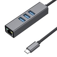 OKDEALS ตัวขยาย RJ45แล็ปท็อปอะแดปเตอร์อีเทอร์เน็ต USB Type-C ฮับ1000Mbps