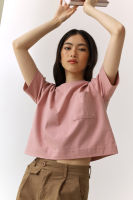 Rool - T-Shirt Timeless Cropped 001 เสื้อครอป แขนสั้น โอเวอร์ไซส์ เสื้อยืด คอกลม มีกระเป๋าหน้า เสื้อผ้าแฟชั่นผู้หญิง