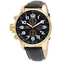 Invicta Mens I-Force Left Handed Quartz Watch with Leather Strap, Black (Model: 3330)