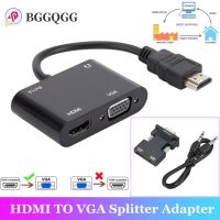 HDMI-compatible To VGA HD Adapter HD to VGA HD Splitter Support Dual Display At Same Time with audio for Pc Laptop Ultrabook