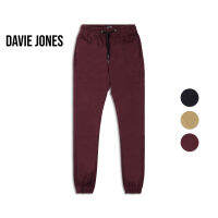 DAVIE JONES กางเกงจ็อกเกอร์ เอวยางยืด ผ้าคอตตอน Drawstring Cotton Joggers PL0001NV BR GY GR