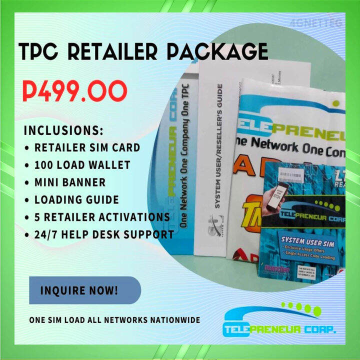 LOAD NEGOSYO - TPC RETAILER PACKAGE 499 - ONE SIM LOAD ALL NETWORK WITH ...