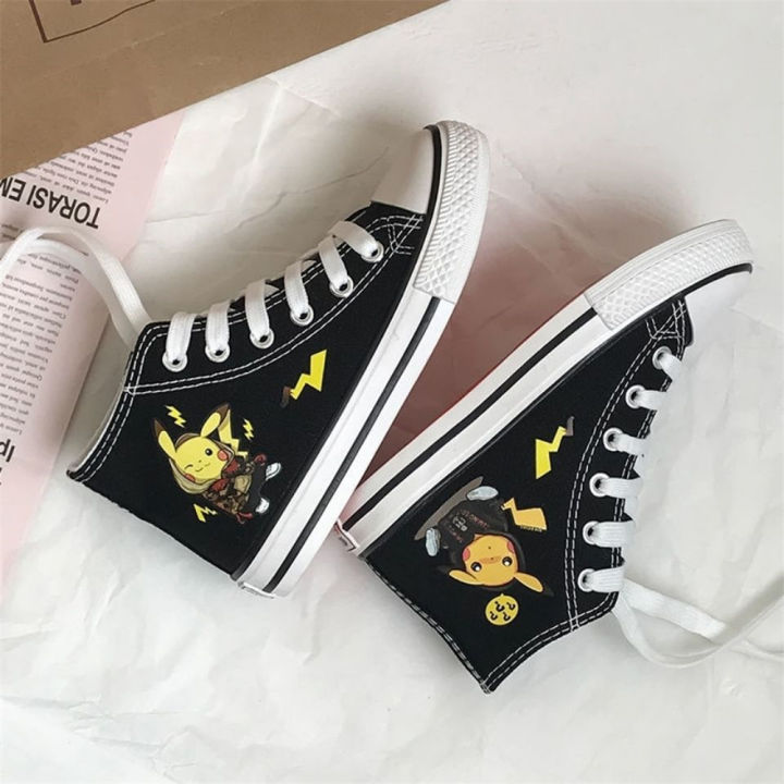 hot-women-lace-up-canvas-black-girl-casual-shoes-female-cartoon-high-top-sneakers-zapatillas-mujer-stripe-flats
