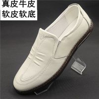 Top layer cowhide leather shoes handsome mens leather driving shoes breathable super soft work shoes outdoor mens genuine shoes shoes