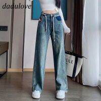 CDO DaDulove New Korean Style Raw Edge Jeans High Waist Womens Wide Leg Pants Fashion Womens Clothing