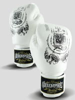 นวมชกมวย SKS รุ่นพิเศษลายสักยันต์ SKS Velcro Boxing Gloves Special “Sakyant” (White)