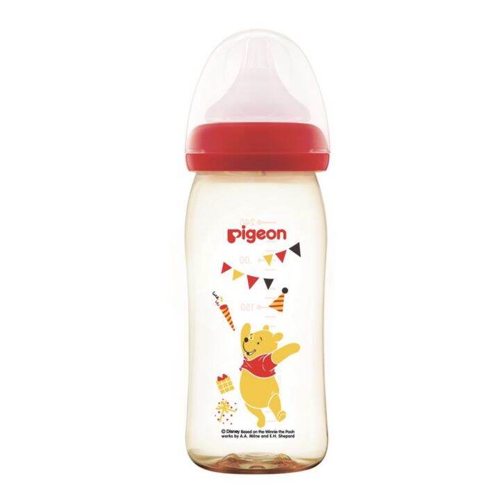 pigeon-พีเจ้น-ขวดนม-คอกว้าง-ppsu-ลายหมีพูห์-ขนาด-5oz-8oz-จำนวน-1-แพ็ค