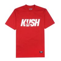 [มีสินค้า]#ถูกสุด 【ข้อเสนอจำกัดเวลา】KUSH Co. OG โลโก้ สีขาว (สีแดง) เสื้อยืดผ้าฝ้าย 100% ,V+