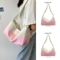 Summer canvas bag ins Korean style gradient Messenger large bag female 2023 new students commuting to class with large capacity 【BYUE】