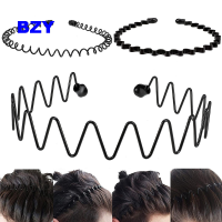 BZY 3ชิ้น/เซ็ตโลหะที่คาดผมที่คาดศีรษะ,Unisex สีดำหยักแถบคาดศีรษะฤดูใบไม้ผลิ,Multi-สไตล์แถบคาดศรีษะยืดได้