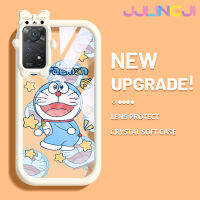 Jlingji เคสสำหรับ Xiaomi Redmi Note 11 Pro Note 5G 11e Pro เคสการ์ตูน Happy Doraemon สีสันสดใส Monster ตัวน้อยนิ่มสำหรับเลนส์กันกระแทกแบบใสเคสมือถือป้องกันซิลิโคนเรียบง่ายปลอกความคิดสร้างสรรค์โปร่งใส