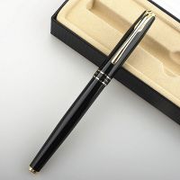 Hongdian Metal Fountain Pen Black with Golden Plates Clip Iridium Fine Nib 0.5mm Writing Ink Pen for Office Business Pens