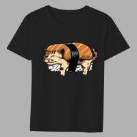 Mens Basic Tshirt Japanese Anime Genki Cat Series Printed Youth Comfortable Shirt