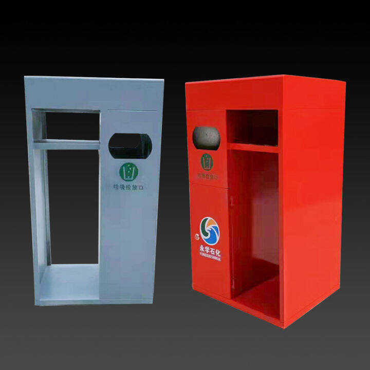 Gas station trash can refueling island fire extinguisher box fire