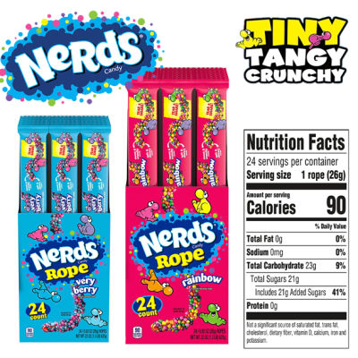 ขนม Nerds Rope Candy, Very Berry, 0.92ounce (Pack of 24)