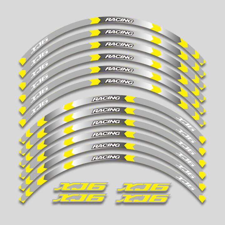 สติกเกอร์ยาง17นิ้วสำหรับ-yamaha-xj6-xj-6ล้อรถจักรยานยนต์ได้ตลอดทั้งปีรูปลอกลายทางขอบสะท้อนแสงเทปศูนย์กลางการแข่งขันมอเตอร์ไซด์