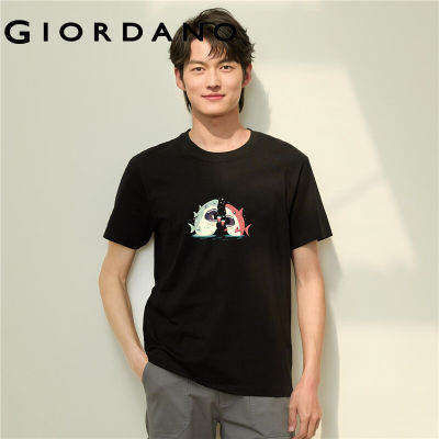 GIORDANO Men Pets Series T-Shirts Fashion Simple Print 100% Cotton Tee Crewneck Short Sleeve Casual Summer Tshirts 91093153 vnb