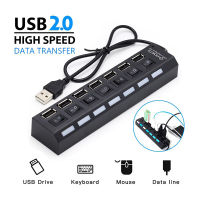 USB 2.0 Hub 7พอร์ต USB Splitter Power Adapter Expander พร้อมสวิตช์แยกสำหรับแล็ปท็อปพีซี