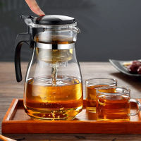 HMLOVE กาน้ำชาแก้วทนความร้อน Puer กาต้มน้ำชา Infuser จีน Kung Fu Teawear ชุดสูง Borosilicate หนา Heatable หม้อ