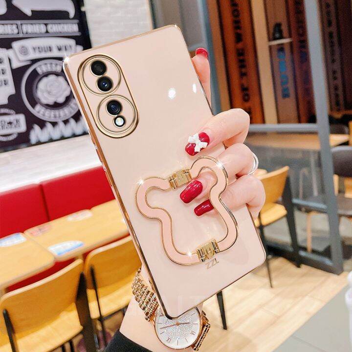 เคสพร้อมส่ง-huawei-honor-90-5g-90-lite-honor-70-lite-2023แฟชั่นใหม่เคสนิ่มชุบขอบตรง-honor70lite-honor90พร้อมฝาหลังที่จับรูปหมีน่ารัก