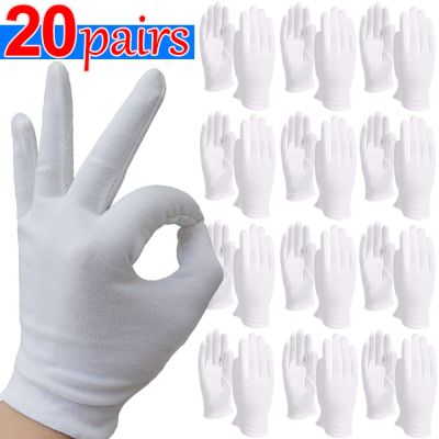2/40Pcs White Cotton Work Gloves Hands Handling High Stretch Thickened Gloves Household Cleaning Tools Tactical Gloves