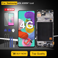 Super Amoled 6.5นิ้วสำหรับเหมาะสำหรับ Samsung Galaxy A51 LCD Touch Screen Digitizer A515 A515F สำหรับ Samsung A51 4G LCD พร้อมกรอบ