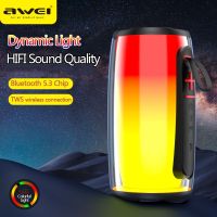 Awei Y528 RGB Light Playback Bluetooth 5.3 Speaker Portable TWS Hifi Wireless Speaker USB Outdoor Mini Music Loudspeaker