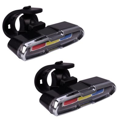 2X USB Rechargeable Front Rear Bicycle Light Lithium Battery LED Bike Taillight Cycling Helmet Light